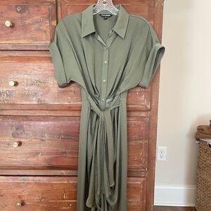 Steve Madden green button down collared dress, 0